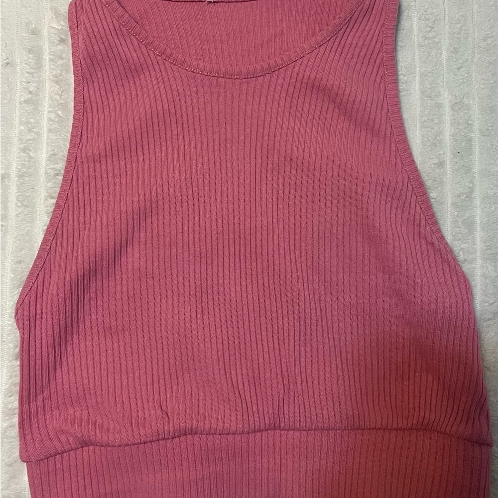 Women's Ribbed Pink Tank Top
